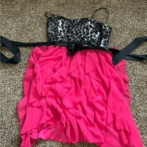 Sequin Black and Pink Dress